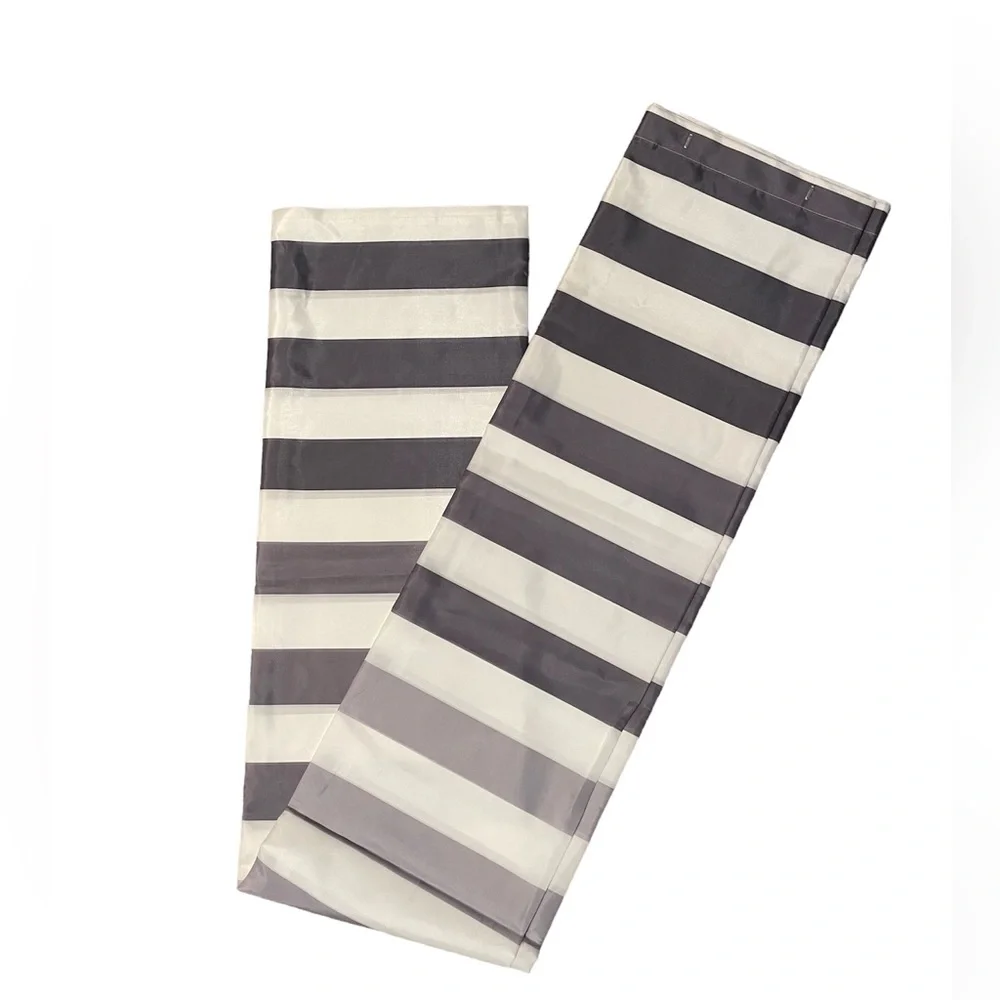 Grey and white striped shower curtain